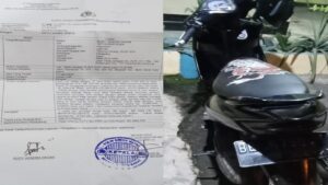Laporan polisi dan motor Mio pelaku yang ditinggalkan. Foto/Istimewa