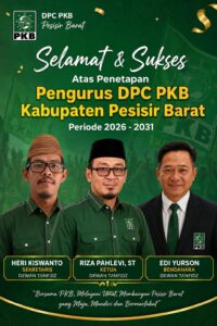 Riza Fahlevi Resmi Pimpin PKB Pesisir Barat Periode 2026–2031