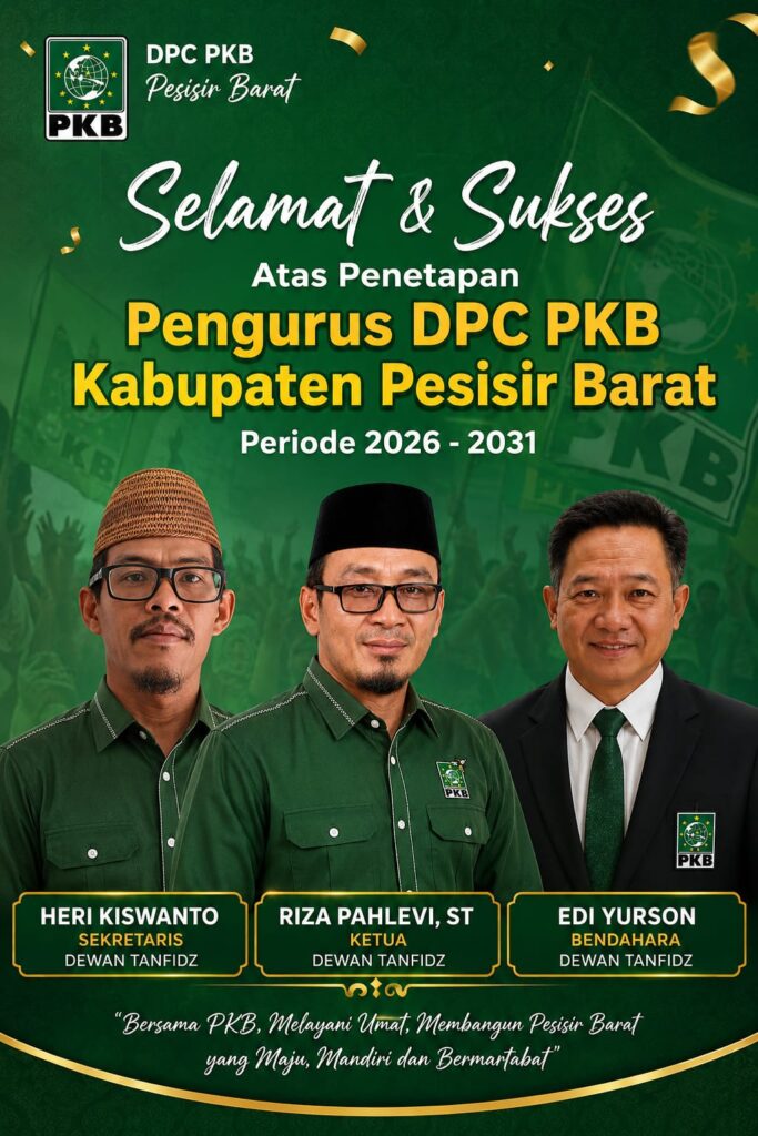 Riza Fahlevi Resmi Pimpin PKB Pesisir Barat Periode 2026–2031